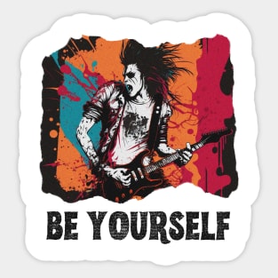 Be Yourself Rockstar Design, Rock n Roll Merch, Vibrant Colors guy, Inspiring, Inner Rocker, Musician Sticker